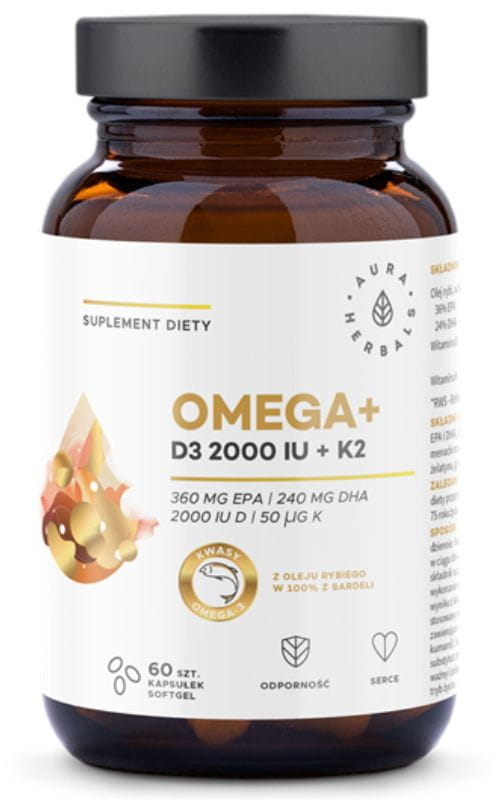 Omega+ Witamina D3 2000 IU + K2, kapsułki softgel 60 szt. – Aliness